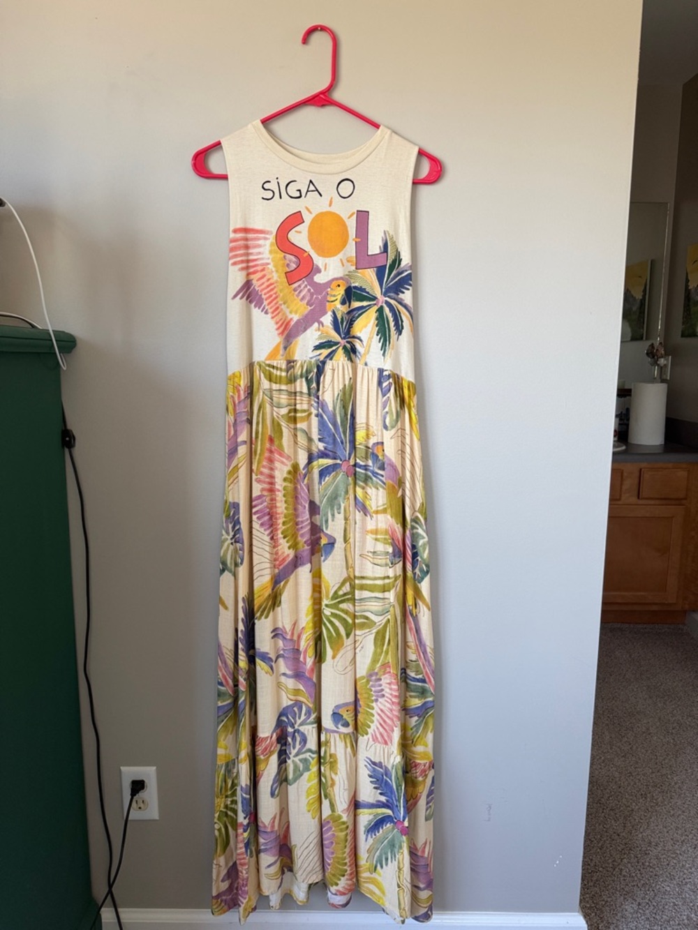 FARM Rio Siga o Sol Maxi Dress — Cream with Yellow, Green, Blue, Pink